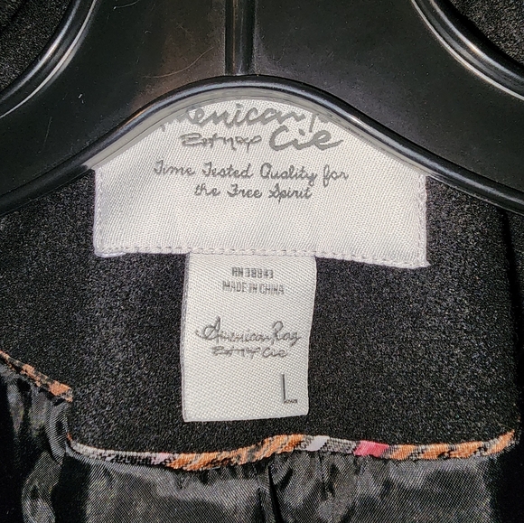 Women's Hooded Peacoat Size Large Black - Picture 4 of 6